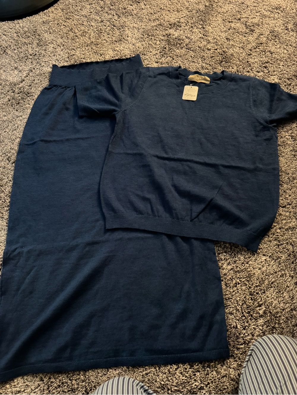 Free People Navy Knit Skirt Set - Picture 3 of 5